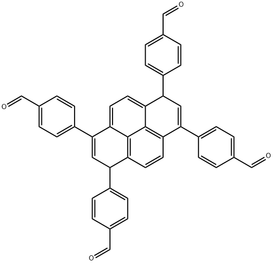 Benzaldehyde, 4,4',4'',4'''-(1,6-dihydro-1,3,6,8-pyrenetetrayl)tetrakis- Struktur