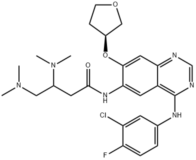 Butanamide, N-[4-[(3-chloro-4-fluorophenyl)amino]-7-[[(3S)-tetrahydro-3-furanyl]oxy]-6-quinazolinyl]-3,4-bis(dimethylamino)- Struktur