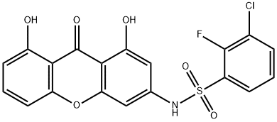 Benzenesulfonamide, 3-chloro-N-(1,8-dihydroxy-9-oxo-9H-xanthen-3-yl)-2-fluoro- Struktur