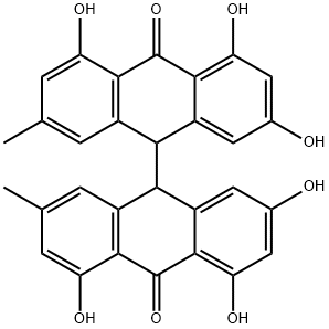 [9,9'-Bianthracene]-10,10'(9H,9'H)-dione, 2,2',4,4',5,5'-hexahydroxy-7,7'-dimethyl- Struktur