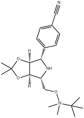 Benzonitrile, 4-(3aS,4S,6R,6aR)-6-(1,1-dimethylethyl)dimethylsilyloxymethyltetrahydro-2,2-dimethyl-4H-1,3-dioxolo4,5-cpyrrol-4-yl- Struktur