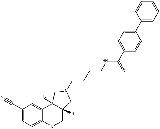 [1,1'-Biphenyl]-4-carboxamide, N-[4-[(3aR,9bS)-8-cyano-1,3a,4,9b-tetrahydro[1]benzopyrano[3,4-c]pyrrol-2(3H)-yl]butyl]- Struktur