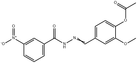 2-methoxy-4-[2-(3-nitrobenzoyl)carbonohydrazonoyl]phenyl acetate Struktur