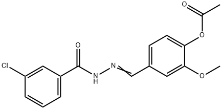 4-[2-(3-chlorobenzoyl)carbonohydrazonoyl]-2-methoxyphenyl acetate Struktur