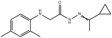 N'-(1-cyclopropylethylidene)-2-[(2,4-dimethylphenyl)amino]acetohydrazide (non-preferred name) Struktur