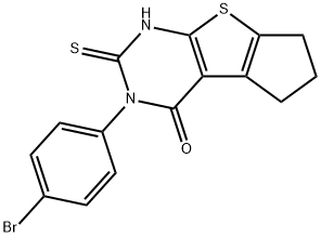 2-(4-bromophenyl)-3-sulfanylidene-4,6,7,8-tetrahydrocyclopenta[2,3]thieno[2,4-b]pyrimidin-1-one Struktur