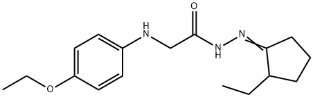 2-[(4-ethoxyphenyl)amino]-N'-(2-ethylcyclopentylidene)acetohydrazide (non-preferred name) Struktur