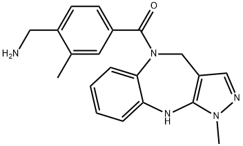 Methanone, [4-(aminomethyl)-3-methylphenyl](4,10-dihydro-1-methylpyrazolo[3,4-b][1,5]benzodiazepin-5(1H)-yl)- Struktur