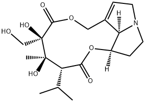 2H-[1,6]Dioxacycloundecino[2,3,4-gh]pyrrolizine-2,6(3H)-dione, 4,5,8,10,12,13,13a,13b-octahydro-4,5-dihydroxy-5-(hydroxymethyl)-4-methyl-3-(1-methylethyl)-, (3R,4R,5R,13aR,13bR)- Struktur