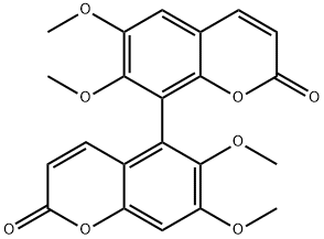 [5,8'-Bi-2H-1-benzopyran]-2,2'-dione, 6,6',7,7'-tetramethoxy- Struktur