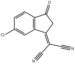 2-(6-chloro-2,3-Dihydro-3-oxo-1H-inden-ylidene)-propanedinitrile Struktur