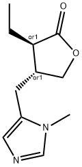 2(3H)-Furanone, 3-ethyldihydro-4-[(1-methyl-1H-imidazol-5-yl)methyl]-, (3R,4R)-rel- Struktur