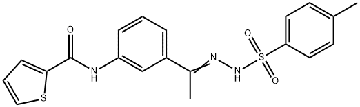 N-[3-[(E)-C-methyl-N-[(4-methylphenyl)sulfonylamino]carbonimidoyl]phenyl]thiophene-2-carboxamide Struktur