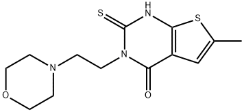 6-methyl-3-(2-morpholin-4-ylethyl)-2-sulfanylidene-1H-thieno[2,3-d]pyrimidin-4-one Struktur