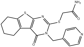 2-[[4-oxo-3-(pyridin-4-ylmethyl)-5,6,7,8-tetrahydro-[1]benzothiolo[2,3-d]pyrimidin-2-yl]sulfanyl]acetamide Struktur