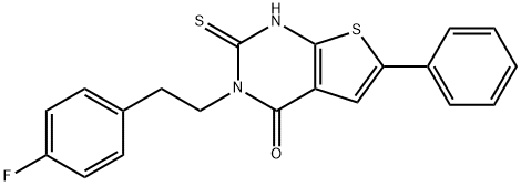 3-[2-(4-fluorophenyl)ethyl]-6-phenyl-2-sulfanylidene-1H-thieno[2,3-d]pyrimidin-4-one Struktur