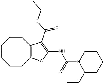 ethyl 2-(2-ethylpiperidine-1-carbothioamido)-4,5,6,7,8,9-hexahydrocycloocta[b]thiophene-3-carboxylate Struktur