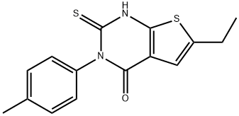 6-ethyl-3-(4-methylphenyl)-2-sulfanylidene-1H-thieno[2,3-d]pyrimidin-4-one Struktur