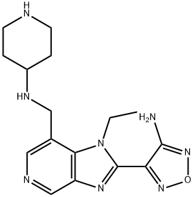 1H-Imidazo[4,5-c]pyridine-7-methanamine, 2-(4-amino-1,2,5-oxadiazol-3-yl)-1-ethyl-N-4-piperidinyl- Struktur