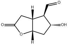 2H-Cyclopenta[b]furan-4-carboxaldehyde, hexahydro-5-hydroxy-2-oxo-, (3aR,4R,5R,6aS)- Struktur