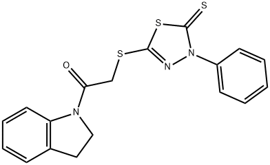 1-(2,3-dihydroindol-1-yl)-2-[(4-phenyl-5-sulfanylidene-1,3,4-thiadiazol-2-yl)sulfanyl]ethanone Struktur