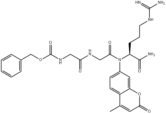 N-benzyloxycarbonylglycyl-glycyl-arginine-4-methylcoumarinyl-7-amide Struktur