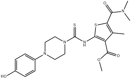 methyl 5-(dimethylcarbamoyl)-2-(4-(4-hydroxyphenyl)piperazine-1-carbothioamido)-4-methylthiophene-3-carboxylate Struktur