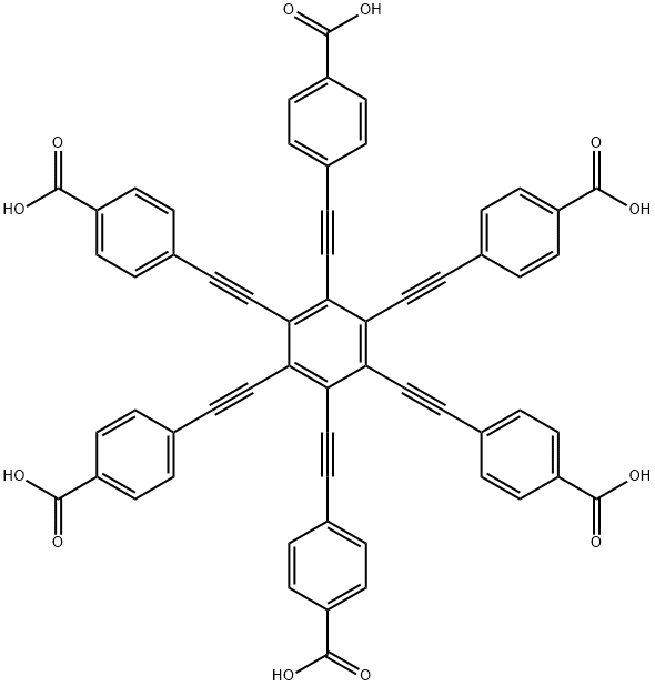 Benzoic acid, 4,4',4'',4''',4'''',4'''''-(1,2,3,4,5,6-benzenehexaylhexa-2,1-ethynediyl)hexakis- (9CI) Struktur