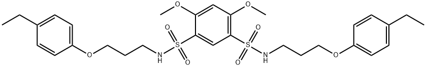 1-N,3-N-bis[3-(4-ethylphenoxy)propyl]-4,6-dimethoxybenzene-1,3-disulfonamide Struktur