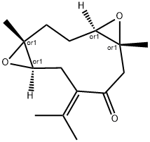 5,12-Dioxatricyclo[9.1.0.04,6]dodecan-8-one, 1,6-dimethyl-9-(1-methylethylidene)-, (1R,4R,6R,11R)-rel- Structure