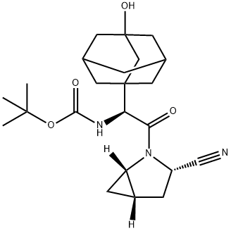 N-[(1S)-2-[(1S,3S,5S)-3-Cyano-2-azabicyclo[3.1.0]hex-2-yl]-1-(3-hydroxytricyclo[3.3.1.13,7]dec-1-yl)-2-oxoethyl]carbamic acid 1,1-dimethylethyl ester Struktur