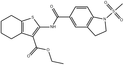 ethyl 2-(1-(methylsulfonyl)indoline-5-carboxamido)-4,5,6,7-tetrahydrobenzo[b]thiophene-3-carboxylate Struktur