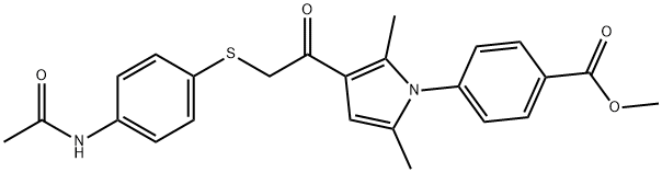 Benzoic acid, 4-[3-[2-[[4-(acetylamino)phenyl]thio]acetyl]-2,5-dimethyl-1H-pyrrol-1-yl]-, methyl ester Struktur