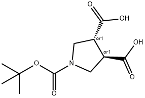 rac trans-N-Boc-pyrrolidine-3,4-dicarboxylic acid Struktur