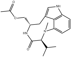 3H-Pyrrolo[4,3,2-gh]-1,4-benzodiazonin-3-one, 5-[(acetyloxy)methyl]-1,2,4,5,6,8-hexahydro-1-methyl-2-(1-methylethyl)-, (2S,5S)- Struktur