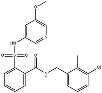 N-[(3-Chloro-2-methylphenyl)methyl]-2-[[(5-methoxy-3-pyridinyl)amino]sulfonyl]benzamide Struktur