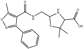 4-Thiazolidinecarboxylic acid, 5,5-dimethyl-2-[[[(5-methyl-3-phenyl-4-isoxazolyl)carbonyl]amino]methyl]- Struktur