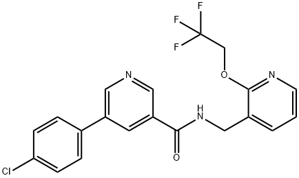 5-(4-chlorophenyl)-N-{[2-(2,2,2-trifluoroethoxy)pyridin-3-yl]methyl}pyridine-3-carboxamide Struktur