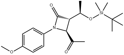 2-Azetidinone, 4-acetyl-3-[(1R)-1-[[(1,1-dimethylethyl)dimethylsilyl]oxy]ethyl]-1-(4-methoxyphenyl)-, (3S,4S)- Struktur