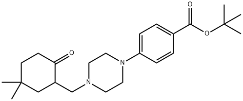 Benzoic acid, 4-[4-[(5,5-dimethyl-2-oxocyclohexyl)methyl]-1-piperazinyl]-, 1,1-dimethylethyl ester Struktur