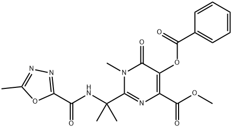 4-Pyrimidinecarboxylic acid, 5-(benzoyloxy)-1,6-dihydro-1-methyl-2-[1-methyl-1-[[(5-methyl-1,3,4-oxadiazol-2-yl)carbonyl]amino]ethyl]-6-oxo-, methyl ester