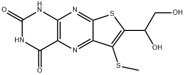 Thieno[3,2-g]pteridine-2,4(1H,3H)-dione, 7-(1,2-dihydroxyethyl)-6-(methylthio)- Struktur