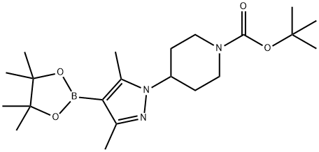 1-Piperidinecarboxylic acid, 4-[3,5-dimethyl-4-(4,4,5,5-tetramethyl-1,3,2-dioxaborolan-2-yl)-1H-pyrazol-1-yl]-, 1,1-dimethylethyl ester Struktur