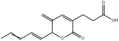 2H-Pyran-3-propanoic acid, 5,6-dihydro-5-methylene-2-oxo-6-(1E,3E)-1,3-pentadien-1-yl- Struktur