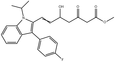 6-Heptenoic acid, 7-[3-(4-fluorophenyl)-1-(1-methylethyl)-1H-indol-2-yl]-5-hydroxy-3-oxo-, methyl ester Struktur