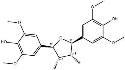 Phenol, 4,4'-[(2R,3R,4S,5S)-tetrahydro-3,4-dimethyl-2,5-furandiyl]bis[2,6-dimethoxy-, rel- Struktur