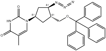 3'-azido-6'-carba-2',3'-dideoxy-5'-O-tritylthymidine 結構式