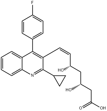 6-Heptenoic acid, 7-[2-cyclopropyl-4-(4-fluorophenyl)-3-quinolinyl]-3,5-dihydroxy-, (3R,5S,6Z)- Struktur