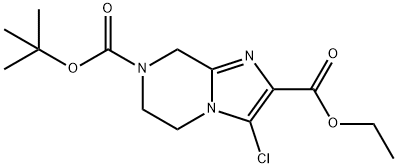 Imidazo[1,2-a]pyrazine-2,7(8H)-dicarboxylic acid, 3-chloro-5,6-dihydro-, 7-(1,1-dimethylethyl) 2-ethyl ester Struktur