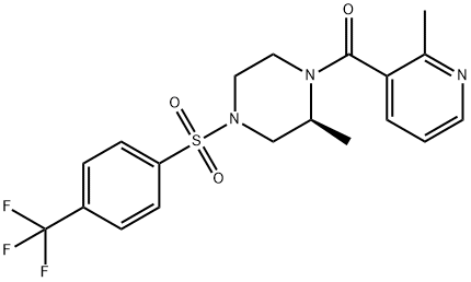 Methanone, (2-methyl-3-pyridinyl)[(2S)-2-methyl-4-[[4-(trifluoromethyl)phenyl]sulfonyl]-1-piperazinyl]- Struktur